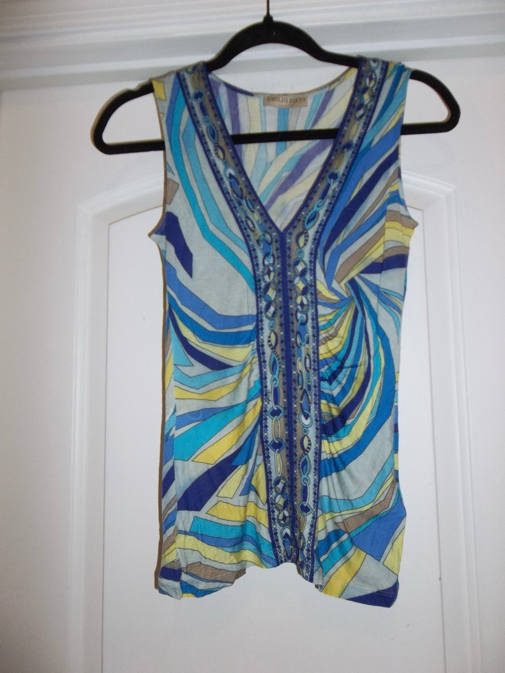 Emilio Pucci Multicolor V-Neck Sleeveless Print Top